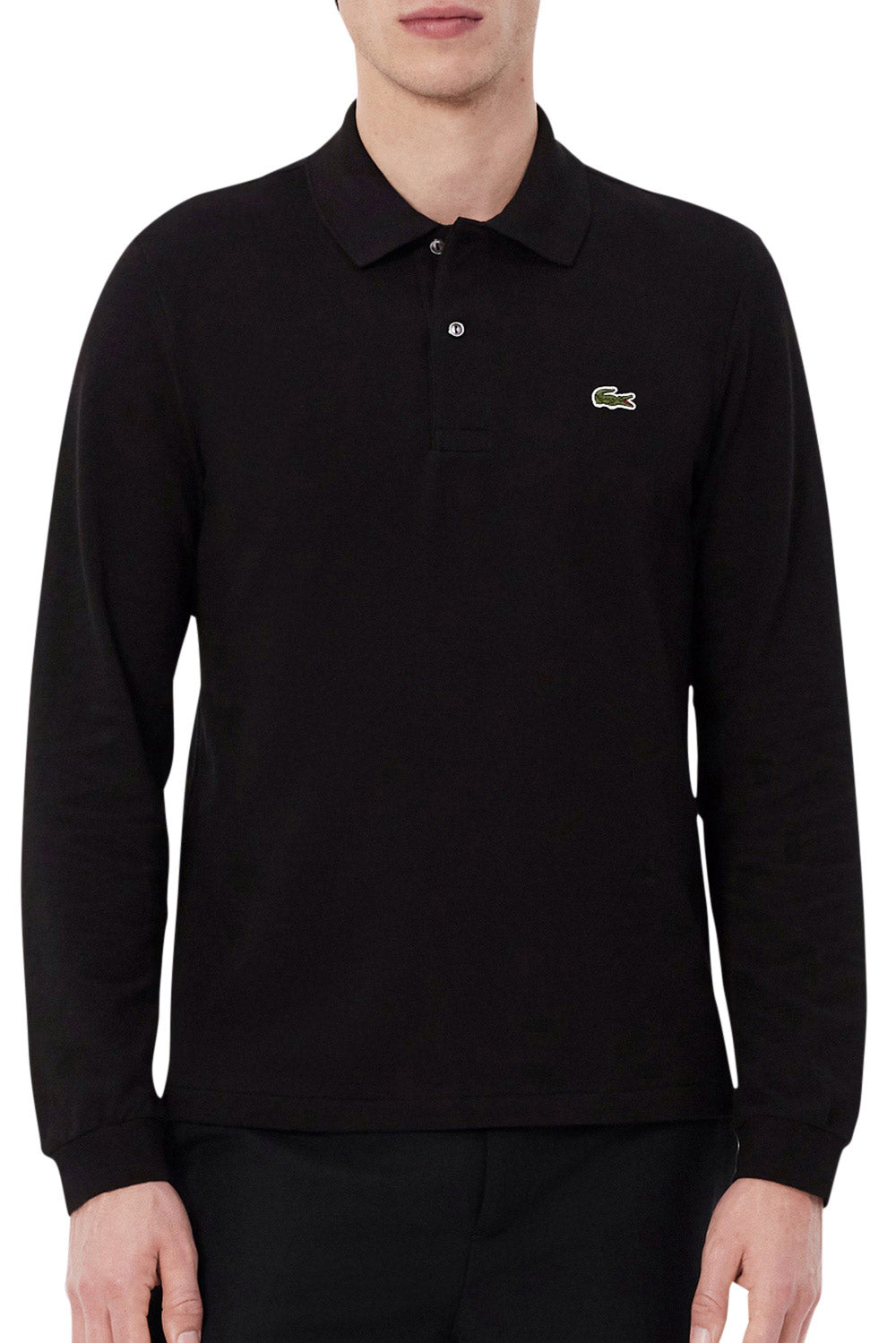 Men's Black Lacoste L1212 Classic Long Sleeve Polo T-Shirt