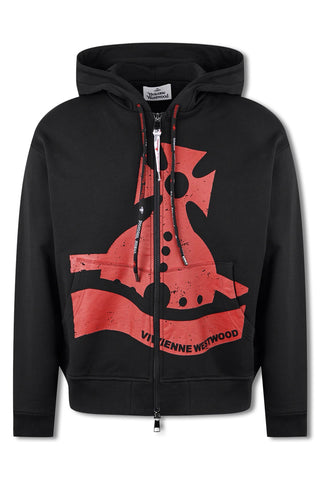 Men's Black Vivienne Westwood  Sunken Orb Zip Hoodie