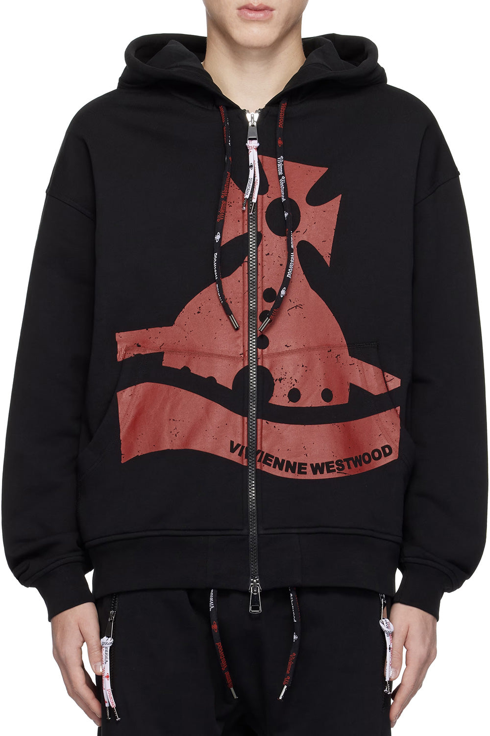 Men's Black Vivienne Westwood  Sunken Orb Zip Hoodie