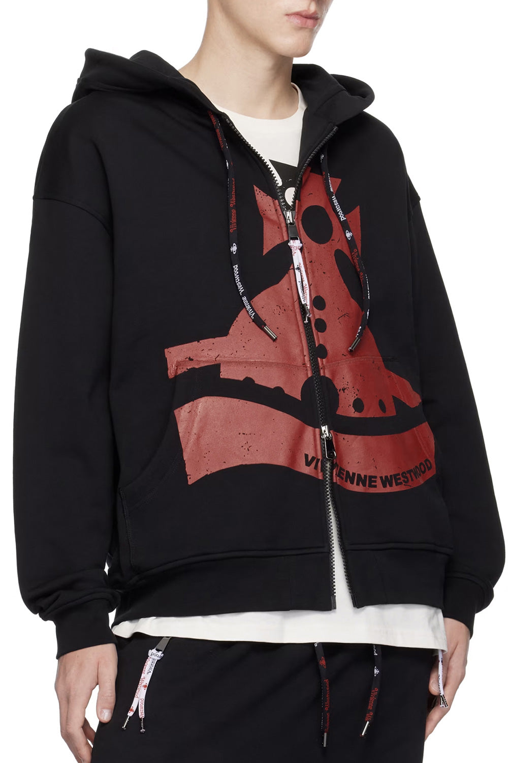 Men's Black Vivienne Westwood  Sunken Orb Zip Hoodie