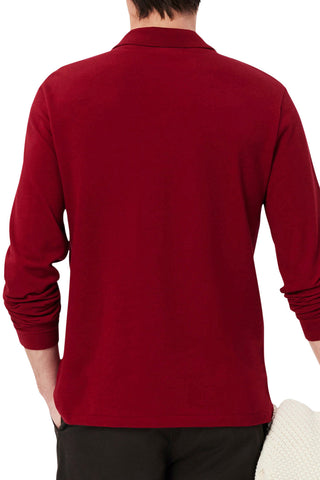 Men's Bordeaux Lacoste L1212 Classic Long Sleeve Polo T-Shirt