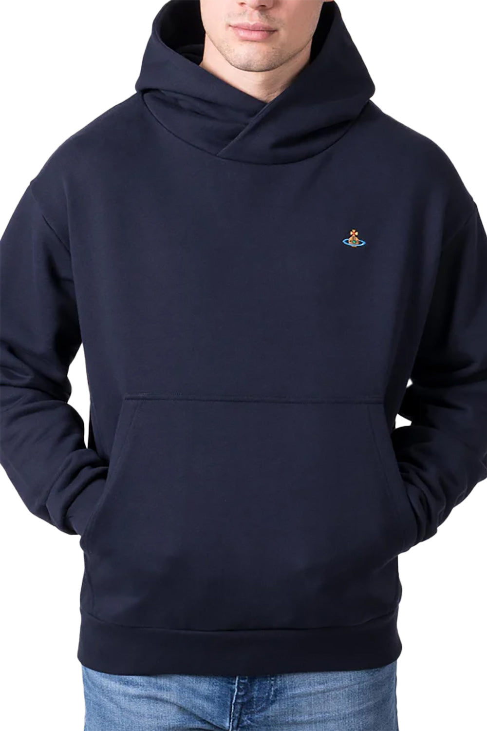 Men's Navy Vivienne Westwood  Embroidered Orb Hooded Sweatshirt