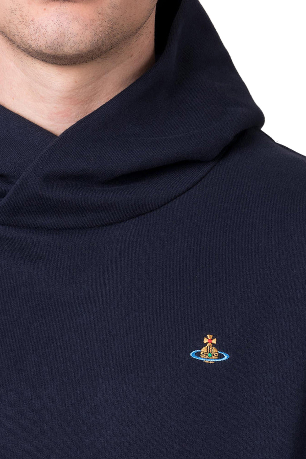 Men's Navy Vivienne Westwood  Embroidered Orb Hooded Sweatshirt
