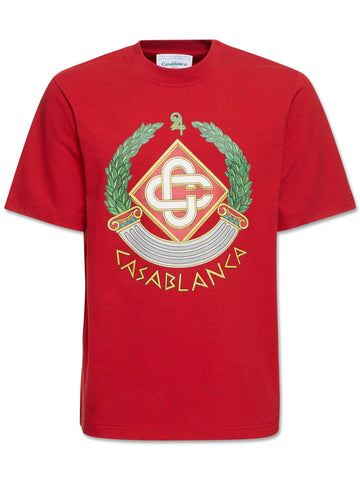 Men's Red Casablanca Crest Print T-Shirt