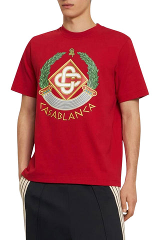 Men's Red Casablanca Crest Print T-Shirt