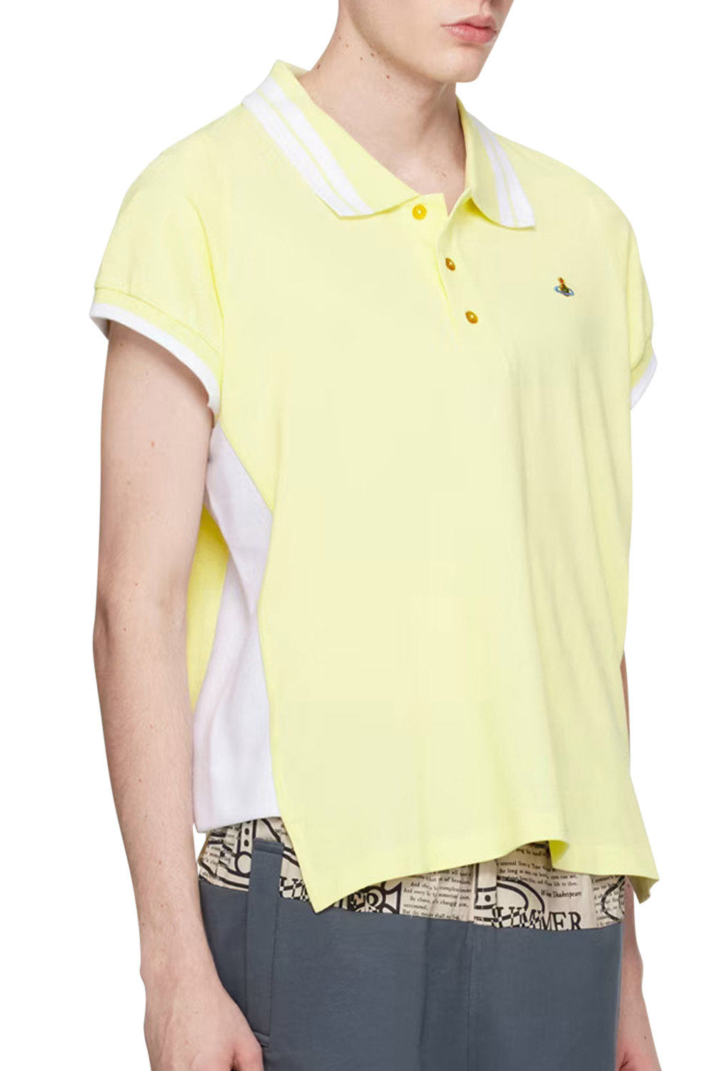 Men's Vivienne Westwood Lime & White Striped Polo Shirt