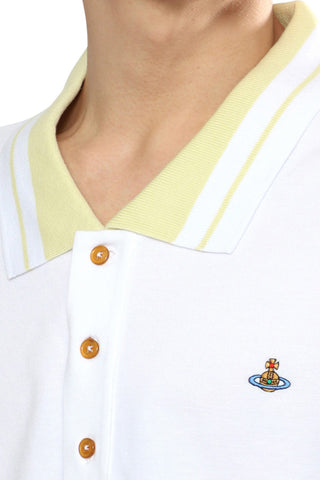 Men's Vivienne Westwood White & Yellow Striped Polo Shirt