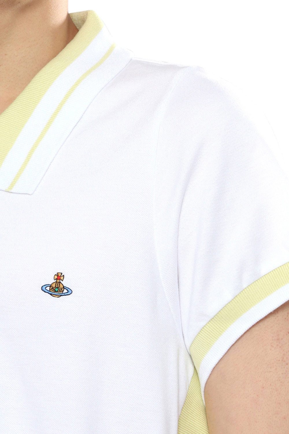 Men's Vivienne Westwood White & Yellow Striped Polo Shirt