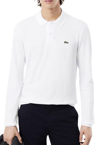 Men's White Lacoste L1212 Classic Long Sleeve Polo T-Shirt