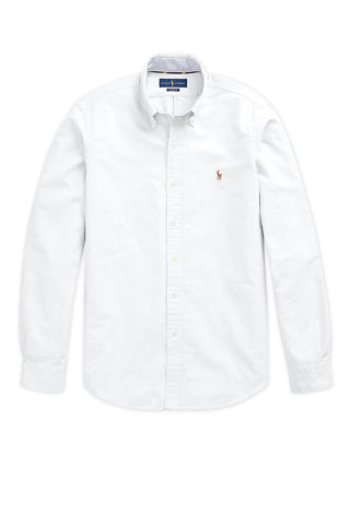 Men's White Oxford Polo Ralph Lauren Long Sleeve Shirt