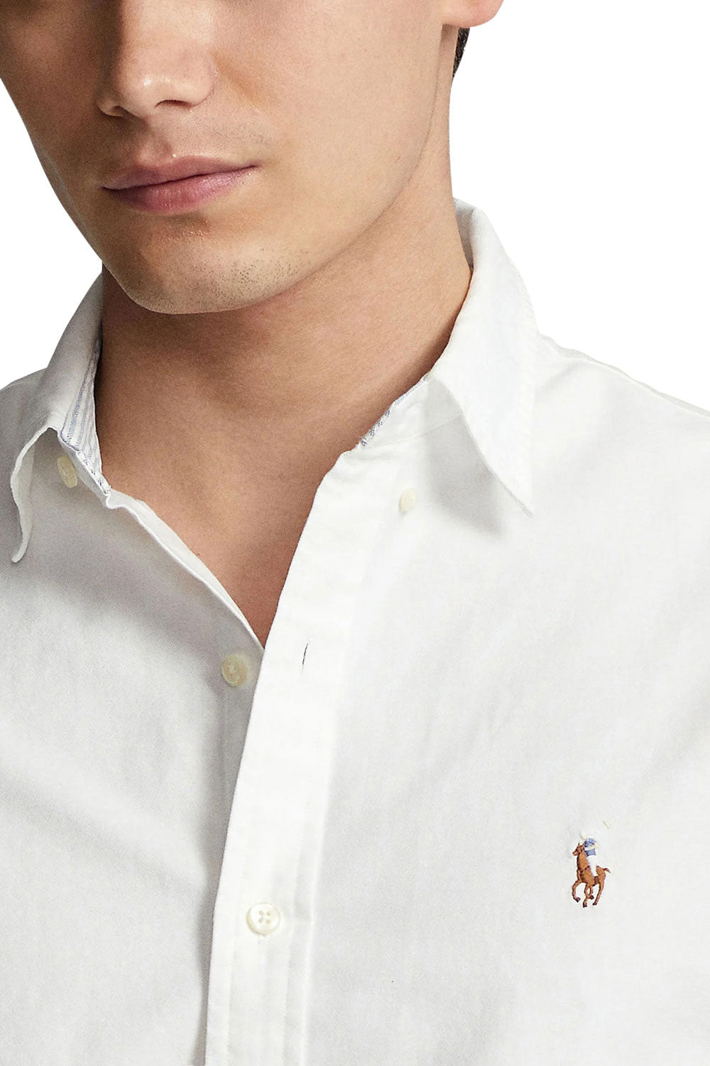 Men's White Oxford Polo Ralph Lauren Long Sleeve Shirt