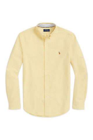 Men's Yellow Oxford Polo Ralph Lauren Long Sleeve Shirt Classic Fit