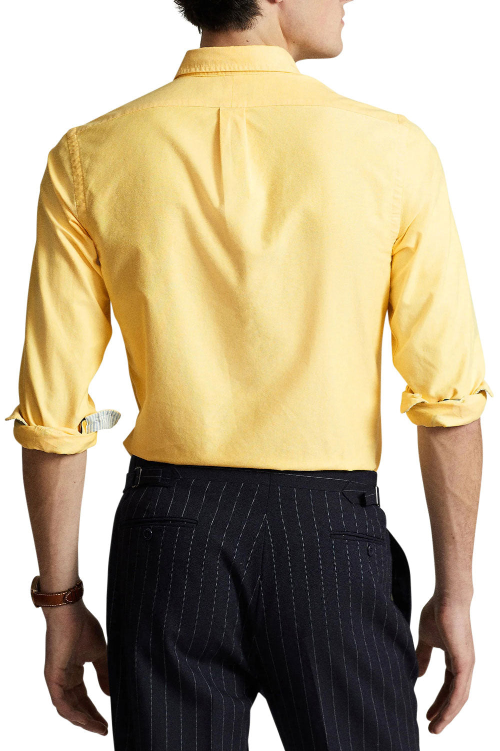 Men's Yellow Oxford Polo Ralph Lauren Long Sleeve Shirt Classic Fit