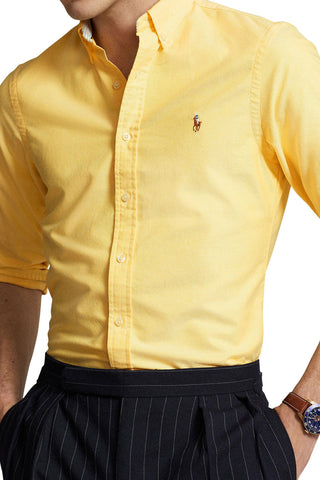 Men's Yellow Oxford Polo Ralph Lauren Long Sleeve Shirt Classic Fit