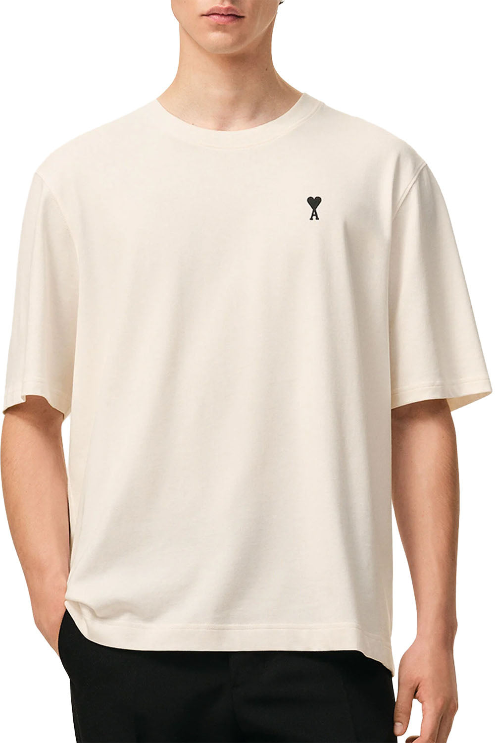 Men's AMI Cream 'Ami De Coeur' Et Imprime Place Des Victoires Au Dos T-Shirt