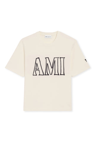 Men's AMI White Cream AMI PARIS Print T-Shirt