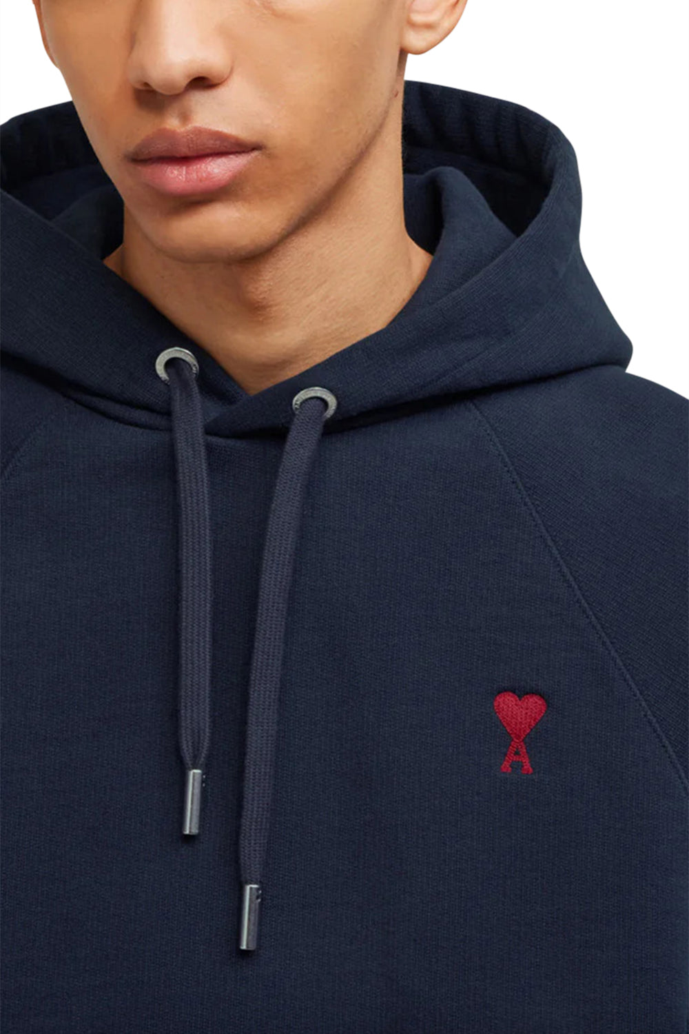 Men's Red Ami de Coeur Navy Blue Print Hoodie