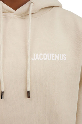 Men's Beige Jacquemus Le Sweatshirt Logo Hoodie