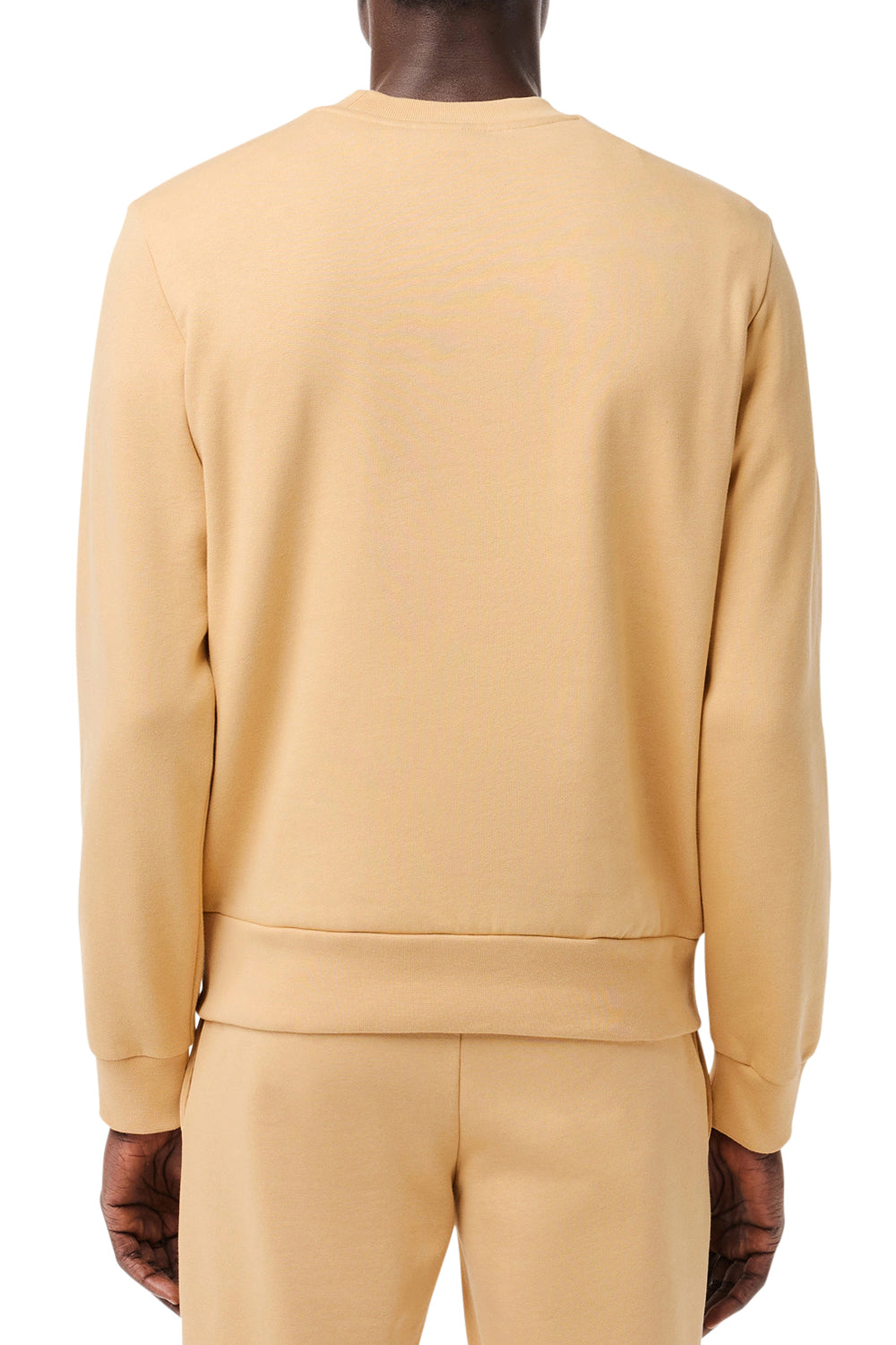 Men's Beige Lacoste Fleece Crew Neck Sweatshirt