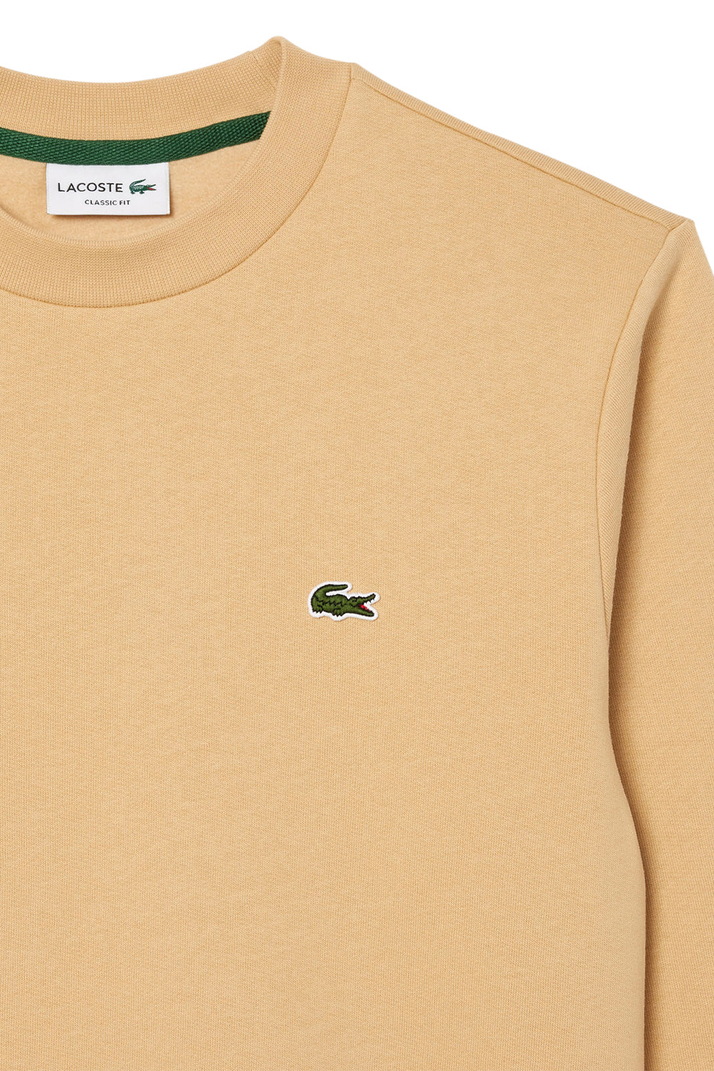 Men's Beige Lacoste Fleece Crew Neck Sweatshirt