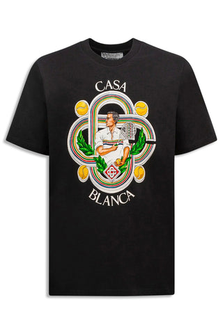 Men's Black Casablanca le Joueur Printed T-Shirt