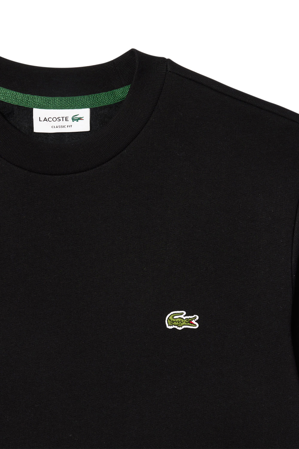 Men's Black Lacoste Fleece Crew Neck Sweatshirt