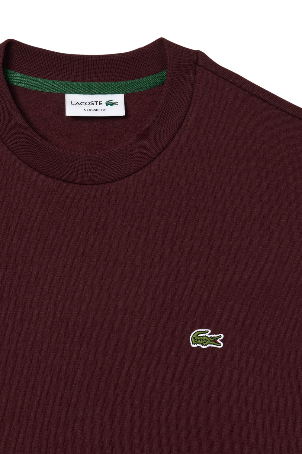 Men's Bordeaux Lacoste Fleece Crew Neck Sweatshirt