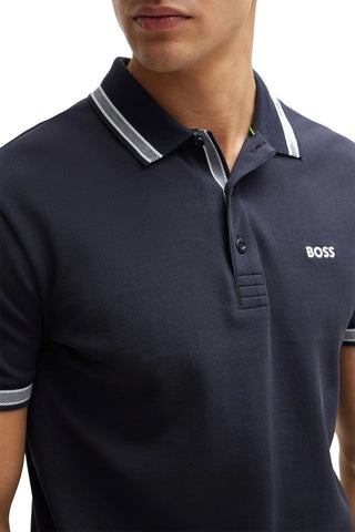 Men's Dark Blue Boss Paddy Piqué Polo Shirt