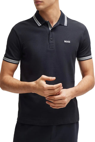 Men's Dark Blue Boss Paddy Piqué Polo Shirt