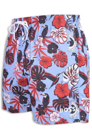 Men's Hugo Boss Blue Floral Print Piranha Swim Short