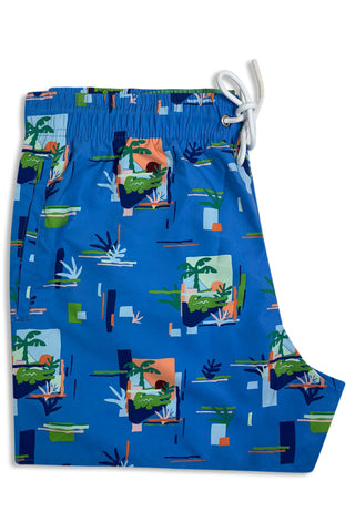 Men's Lacoste Blue All Over Print Swim Shorts