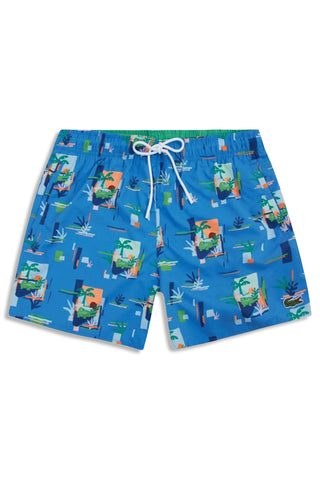 Men's Lacoste Blue All Over Print Swim Shorts