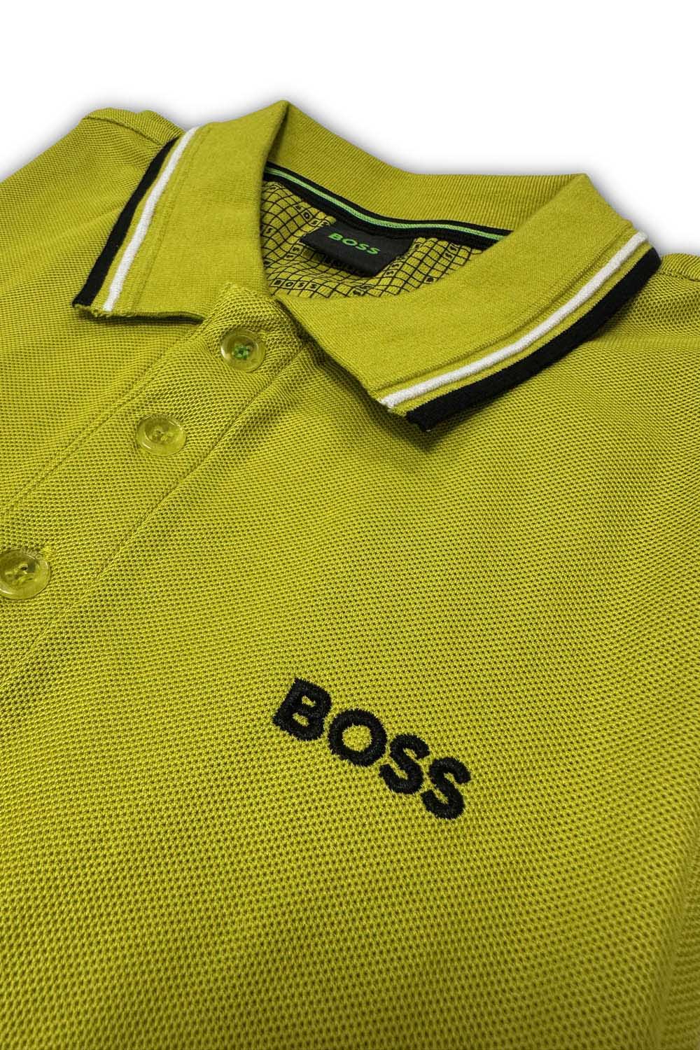 Men's Lime Boss Paddy Pro Piqué Polo Shirt