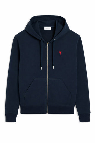 Men's Navy Ami Paris de Coeur Zipped Hoodie