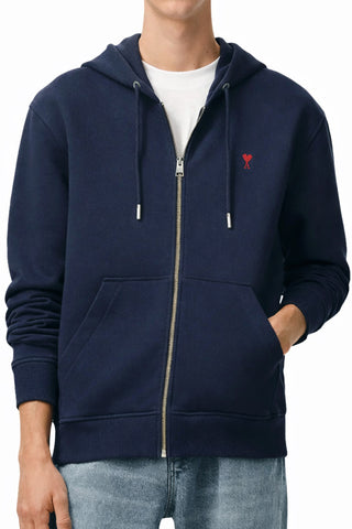 Men's Navy Ami Paris de Coeur Zipped Hoodie