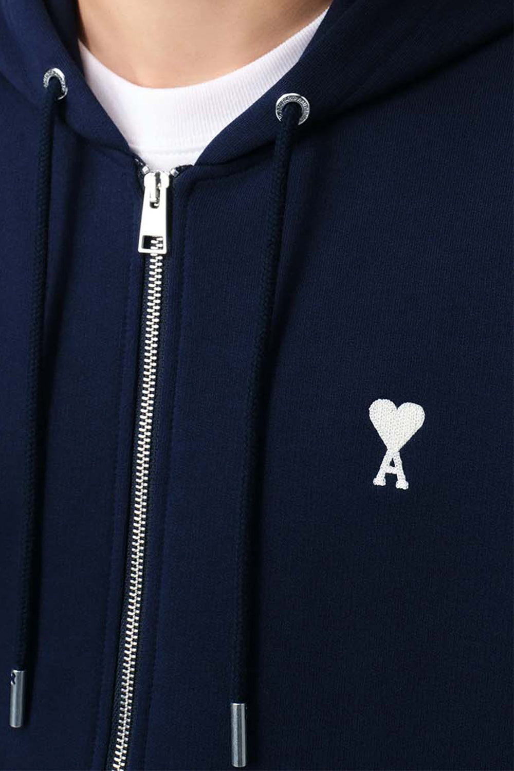 Men's Navy White Ami Paris de Coeur Zipped Hoodie