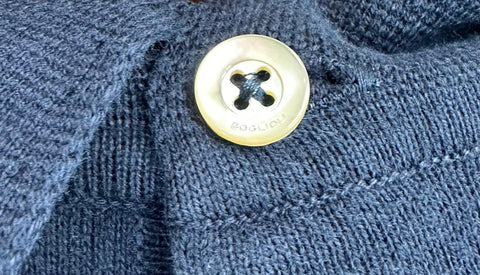 Men's Boglioli Fitted Dark Blue Knitted Long Sleeve Polo Shirt