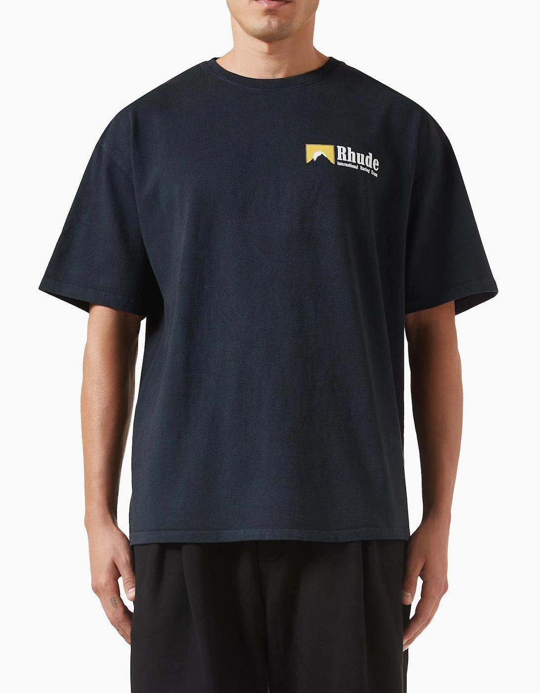 Men's Vintage Black Rhude International Racing Logo T-Shirt