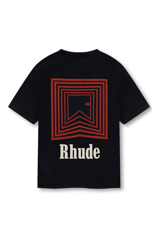 Men's Black/Red Rhude Chevron Logo Repeat T-Shirt