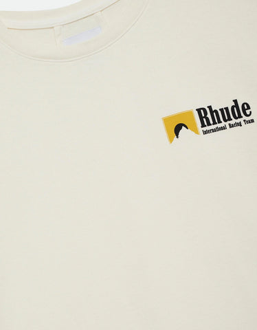 Men's Cream Rhude International Racing Logo T-Shirt