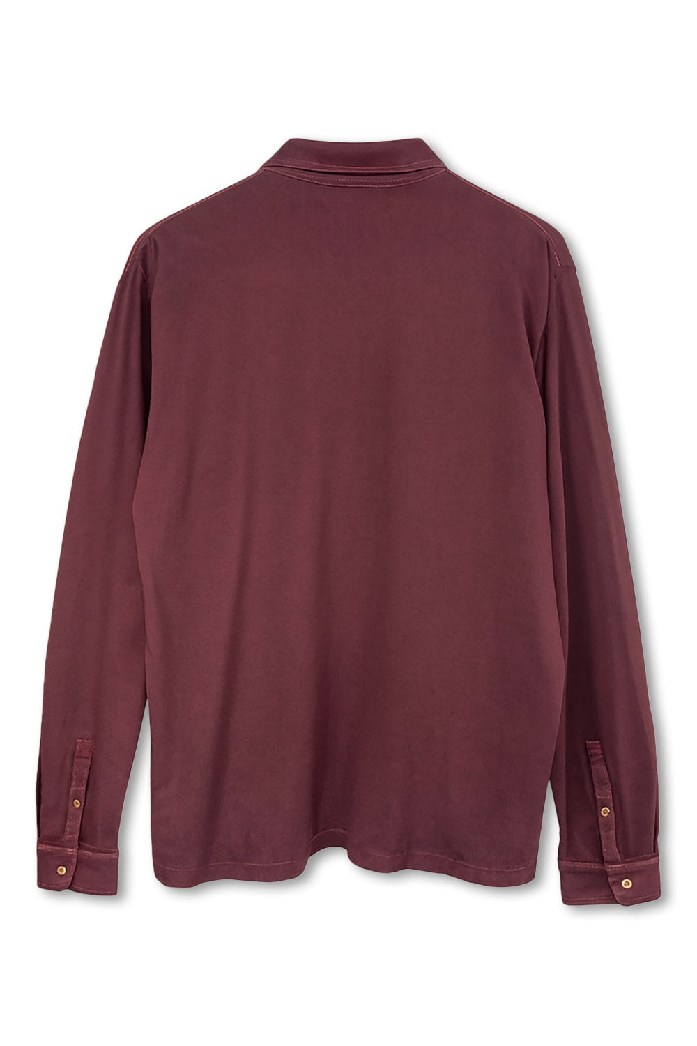 Men's Boglioli Garment Dyed Maroon Long Sleeve Polo Shirt