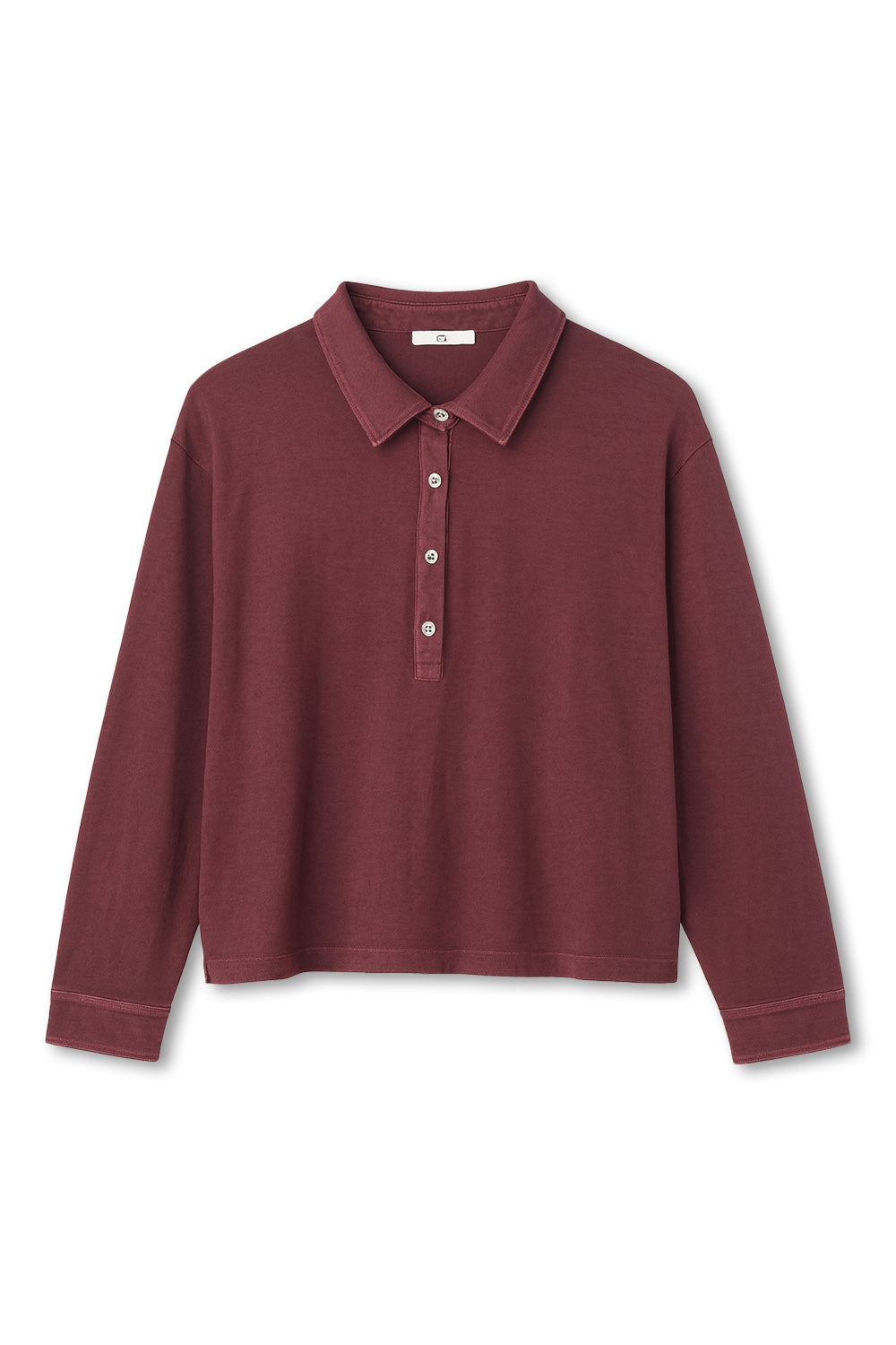Men's Boglioli Garment Dyed Maroon Long Sleeve Polo Shirt