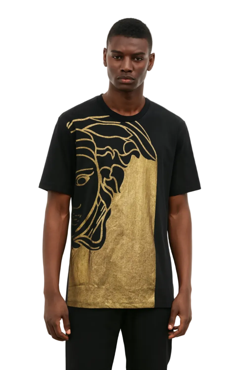 Men's Black Versace Collection Foil Madusa Head T-Shirt