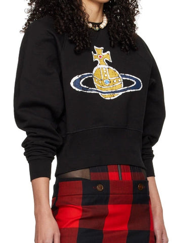 Women's Black Vivienne Westwood Time Machine Cropped Sweatshirt