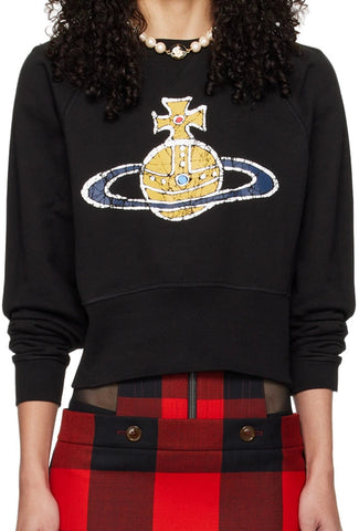 Women's Black Vivienne Westwood Time Machine Cropped Sweatshirt