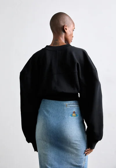 Women's Black Vivienne Westwood Sunken Orb Crop Sander Sweatshirt