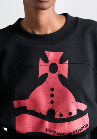 Women's Black Vivienne Westwood Sunken Orb Crop Sander Sweatshirt
