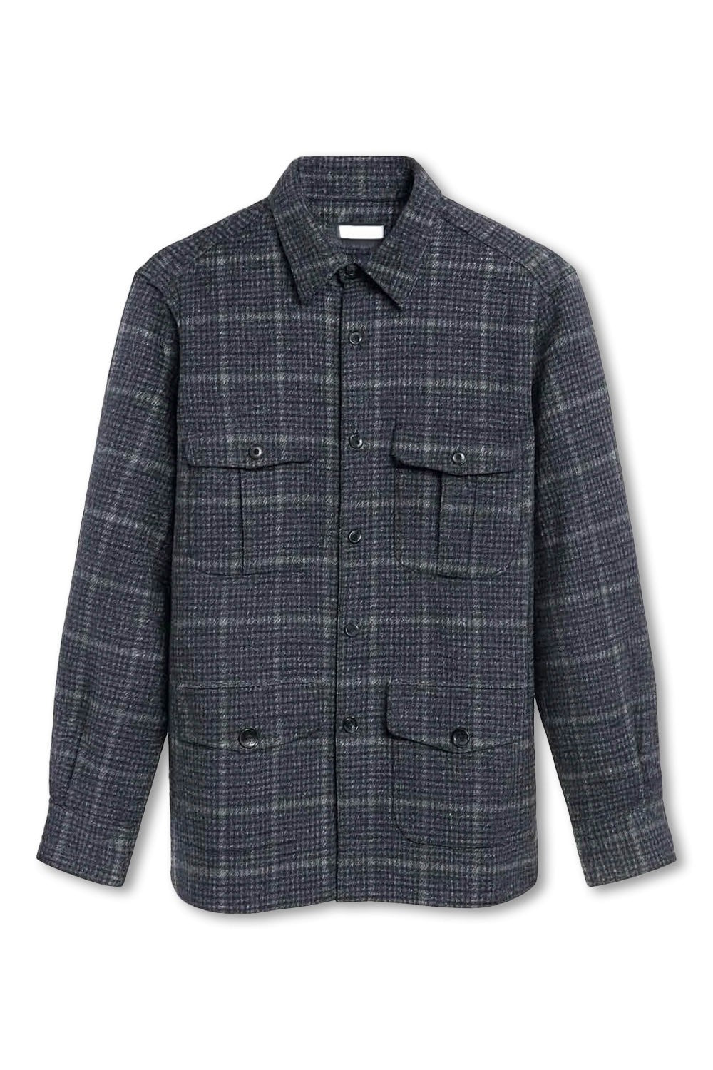 Men's Boglioli Charcoal Grey Checked Overshirt