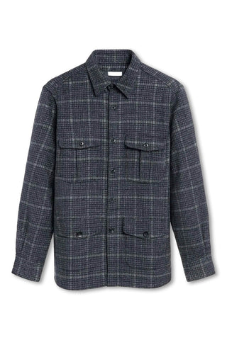 Men's Boglioli Charcoal Grey Checked Overshirt