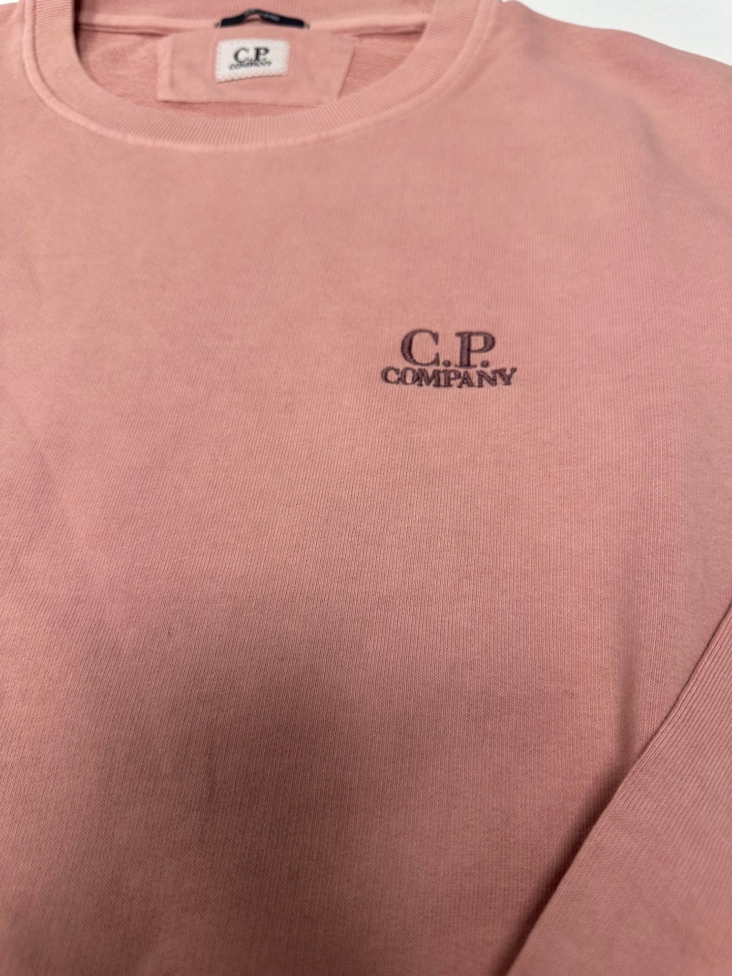 Men's C.P. Company Resist Dyed Fleece Crew Neck Salmon Pink Sweatshirt